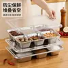 Caja de condimentos dividida de acero inoxidable 304 con tapa, caja de almacenamiento de condimentos para cocina comercial, disponible en opciones de ocho compartimentos y seis compartimentos, adecuada para puestos