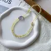 [Vino de Uva] Pulsera de Doble Círculo con Perlas de Cristal Rubio Citrino Pulsera de Amatista para Mujer Entrega en Vivo