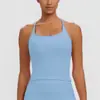 Top Regata Costas Lindas Cor Sólida com Bojo Alças Finas Costas nadador Roupa de Yoga Justo Secagem Rápida Top Fitness Feminino