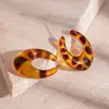 Brincos Irregulares Geométricos com Estampa de Leopardo Flocado Galvanizados a Ouro Real Brincos da Moda Estilo Europeu e Americano Brincos Vintage Maillard para Mulheres