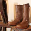 2026 Comércio Exterior Europeu Fivela de Fundo Plano Bico Redondo Chelsea Botas Masculinas de Couro Venda Direta da Fábrica