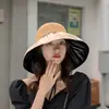Sombrero para Mujer Verano Bolsa de Almacenamiento de Vinilo Sombrero de Pescador Sombrero de Paja Sombrero de Sol con Lazo Sombrero de Sol Hueco con Protección Solar Sombrero de Sol