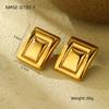 Pendientes de acero de titanio de alta gama de estilo nuevo de lujo transfronterizo, combinación de colores cuadrados, moda versátil, acero inoxidable que no se desvanece