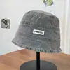Sombrero de Pescador de Mezclilla Lavada Vintage Desgastada para Mujer, Primavera y Verano, Circunferencia de Cabeza Grande, Sombrero de Cubo Adelgazante, Sombrero de Cubo Protector Solar