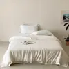 Sábana y funda de edredón sencillas de Tencel doble lavadas a la arena, clase A, color sólido, suave, tamaño matrimonial, tacto fresco, para dormitorio y uso en el hogar, pieza única