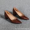Zapatos de Trabajo Profesionales Nuevos Primavera y Verano 2025 Versátiles Casual Tacón Medio Boca Baja Cuatro Estaciones Tacones Altos de Punta