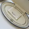 Collar de Perlas de Vidrio Retro Francés de Alta Gama Inspirado en el Diseño para Mujer, Cadena para Clavícula con Cierre de Corazón Totalmente Diamantado, Cadena de Cuello de Alta Gama
