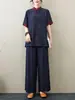 Verano 2024 Nuevo Estilo Chino Retro Holgado Delgado Casual Temperamento Zen Ropa de Té Ropa de Yoga Traje de Tai Chi para Mujeres
