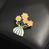 Broche Flor Margarida Esmaltada Fresca Minimalista Estilo Japonês, Pinhão Floral Versátil Elegante para o Dia a Dia para Mulheres