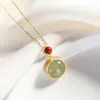 Pingente de Safira Natural Esmalte Ágata Colar Pequeno Redondo de Jade Simples Moda Generoso Elegante Joias Clássicas