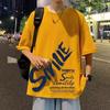 Marca de moda de verano camiseta holgada de manga corta para hombre camiseta de media manga para hombre estudiantes de secundaria talla grande camiseta estampada para hombre