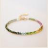 Pulsera de turmalina pequeña arcoíris extremadamente fina de 2 mm para mujer Piedra Wangfu 14k degradado ins nicho joyería de cristal de lujo ligero venta al por mayor