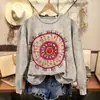2025Wish Transfronterizo Europeo y Americano Talla Europea Tendencia de Moda Sudadera con Capucha de Cuello Redondo y Mangas Largas para Mujer Impresión Digital