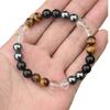 Nuevo brazalete de cuentas transfronterizo de 8 mm de ojo de tigre, obsidiana, cristal blanco y hematita para hombres y mujeres, brazalete de pareja, regalo