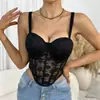 Suministro de comercio exterior: Camisola de Malla con Hoja de Arce, Top Transpirable y Sexy Ajustado para Usar como Prenda Exterior, Corsé de Pez para Fiesta