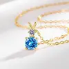 Europeo y Americano Transfronterizo Más Vendido Nuevo Estilo Piedra Preciosa de Color Colgante Redondo para Mujer Moda Simple Versátil Collar Fábrica al por Mayor