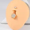 Anillo para Ombligo de Acero Inoxidable Galvanizado con Circonita Blanca Trébol de Cuatro Hojas Cuadrado Mariposa Diente Interno Joyería para Piercing