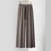Pantalones de Lana Tejidos de Cintura Alta Pierna Ancha Otoño e Invierno para Mujer Engrosados Casuales Sueltos Caída Casual Pantalones Abrigo Cálido
