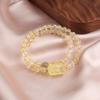 Citrina natural tallada gatito piedra lunar cristal de pelo fortuna dorada en tesoro pulsera de doble círculo regalo para amigas