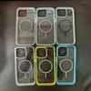 Funda delgada de acrílico tipo caramelo con anillo y succión magnética para iPhone 1615promax, cubierta protectora con airbag anticaídas