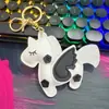 Nuevo Colgante de Unicornio Cosido a Mano Doble Cara Lindo Pegaso Colgante de Equipaje de Cuero Llavero Colgante de Ropa