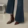 Primer Encuentro con Ji Po: Nueva Colección Otoño/Invierno 2026, Botines Estilo Francés Delgado para Mujer, Puntiagudos, de Piel Suave, con Tacón Alto Adelgazante