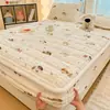 Lençol de Cama de Lã de Leite Fofo de Desenho Animado Peça Única de Inverno Espessado Quente Antiderrapante Totalmente Envolto Cobertura de Cama Fixa Cobertura de Colchão Doméstico