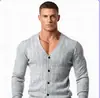 Otoño/Invierno 2026 Cárdigan de Punto de Manga Larga de Color Sólido Europeo y Americano para Hombre, Cuello en V, Suéter Delgado de Moda, Ropa Cálida para Hombre
