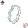 Aifule original transfronteiriço azul verde Lucky Clover anel s925 anel de prata esterlina pulseira de jóias all-matching para as mulheres