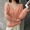 Suéter de lana para mujer, suéter con forro polar, suéter de punto liso de ajuste holgado para otoño e invierno, capa base, top de cachemira, estilo moderno, fabricante