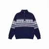 Suéter de punto Fair Isle estilo americano, con media cremallera, color rojo, unisex, otoño/invierno, tejido de punto nuevo de alta gama, prenda exterior de moda