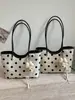 Bolsa Tote Grande de Bolinhas Color Block Shuai Mi para Mulheres, Novo Estilo de Verão Bolsa de Mão Relaxada, Bolsa de Ombro