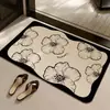 Tapete de Banheiro de Lama Diatomácea com Estampa Floral Retrô Transfronteiriço Antiderrapante Resistente à Sujeira Tapete para Pés Porta de Banheiro Absorvente Secagem Rápida