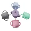 Taza de Aprendizaje para Bebés con Popote de Silicona Taza de Beber Agua con Tapa Antipolvo y Anticaídas Taza para Snacks de Silicona de Grado Alimenticio Punto Transfronterizo