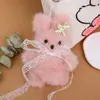 Colgante de Felpa de Dibujos Animados Lindo, Accesorio de Colgante para Bolso de Muñeca Conejo con Lazo de Encaje Estilo Lolita Femenino