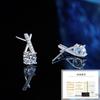 Aretes de Plata Esterlina S925 Color D Ocho Corazones y Ocho Flechas Moissanita Letra X Diamantes Completos Moda Lujo Accesible Elegantes Joyas para la Oreja para Mujer