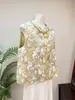 Colete Estilo Pintura a Óleo da Moda Zhi Li 2026 Primavera Novo Elegante Estilo Chinês Sem Mangas com Fechamento por Botão