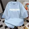Camiseta Informal Holgada de Manga Corta con Estampado de Letras de Moda 2025 Verano Nuevo Versátil Estilo Pareja Estilo Ins