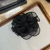 Pinza Tiburón Floral de Gasa con Borde Negro Retro Francés Atmósfera Exquisita Suave Versátil Temperamento Nicho Estilo Hada Pinza para el Cabello