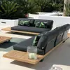 Sofá de Exterior de Teca de Diseñador Impermeable Resistente al Sol Muebles para Patio Villa Hotel Balcón Modelo de Exterior Sala Sofá