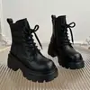 Botas de Plataforma Martin para Mujer, Estilo Europeo y Americano, Aumentan la Altura, Nuevas para Primavera/Otoño 2026, Punta Redonda, Boca Baja, Cordones Frontales, Suela Antideslizante, Botas de Moda