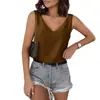 2023 Europeo y Americano Amazon chaleco de satén liso cuello en V casual sin mangas camisa de verano básico