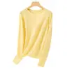 Suéter Furong sin costuras de 26 hilos 100% cachemir puro para mujer, con bordes enrollados, corte holgado, cuello redondo y estilo pullover