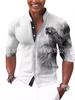 Moda masculina nueva 2024 transfronteriza Europa y Estados Unidos camisa de manga larga con estampado digital 3D camisa casual para hombre con cuello