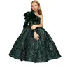 Anfitrionas de Performance para Niñas con Vestidos Voluminosos, Vestidos Largos, de un Hombro, Feliz Sol Día del Niño Vestidos de Princesa con Lentejuelas