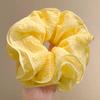 Diadema Scrunchie de Seersucker Fruncido Super Hada para Mujer con un Ambiente de Ensueño, Peinado de Moño de Malla, Flor de Pelo Elegante y Goma para el Pelo