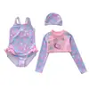 Trajes de Baño para Niñas 2026, de una Pieza con Mangas Largas, Lindos de Dos Piezas con Mangas Largas para Bebés Niñas
