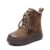 Jishu 2024 - Botas de nieve de piel auténtica vintage con cremallera, gruesas y cálidas de algodón, con capa superior de piel de vaca, cómodas y planas de lana.