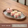 Olla portátil de cerámica kapok pintada a mano con LED en polvo con bolsa bordada para dos tazas, taza rápida portátil para viajes al aire libre
