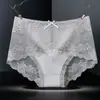 Ropa interior de encaje para mujer, entrepierna de algodón puro, sexy, sin costuras, agradable a la piel, cómoda, con borde de encaje, ropa interior de cintura media, ropa interior de encaje